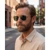 image:imageCARFIA Polarized Sunglasses for Men UV400 Protection  Pilot Design Acetate Sun Glasses for Driving Fishing Outdoor CA53556 Transparent Tea Frame Green Lens