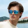 image:imageCARFIA Retro Sport Casual Polarized Sunglasses For Men With Removable Side Shield UV 400 Protection CA09214 Gray Frame Blue Lens