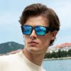 image:imageCARFIA Retro Sport Casual Polarized Sunglasses For Men With Removable Side Shield UV 400 Protection CA09215 Black Frame Blue Lens