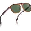 image:imageCARFIA Polarized Sunglasses for Men UV400 Protection  Pilot Design Acetate Sun Glasses for Driving Fishing Outdoor CA53551 Brown Striped Frame Green Lens