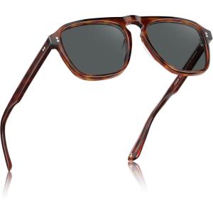 image:imageCARFIA Polarized Sunglasses for Men UV400 Protection  Pilot Design Acetate Sun Glasses for Driving Fishing Outdoor CA53553 Brown Tortoise Frame Gray Lens