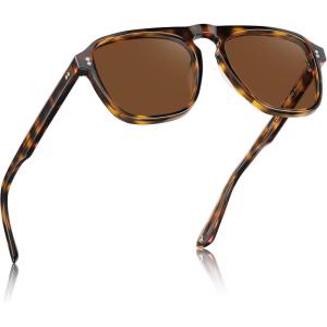 image:imageCARFIA Polarized Sunglasses for Men UV400 Protection  Pilot Design Acetate Sun Glasses for Driving Fishing Outdoor CA53559 Tortoise Frame Brown Lens