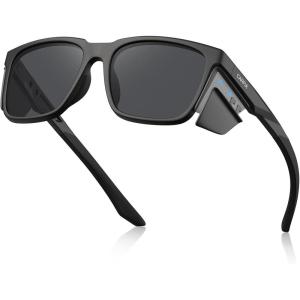 image:imageCARFIA Retro Sport Casual Polarized Sunglasses For Men With Removable Side Shield UV 400 Protection CA09212 Black Frame Gray Lens