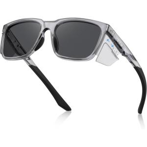 image:imageCARFIA Retro Sport Casual Polarized Sunglasses For Men With Removable Side Shield UV 400 Protection CA09213 Gray Frame Gray Lens