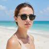 image:imageCARFIA Polarized Sunglasses for Women Acetate Frame SmallMedium Size UV400 Protection  Anti Glare CA52884 Flower Frame Grey Lens