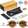 image:imageCARFIA Polarized Sunglasses for Women Acetate Frame SmallMedium Size UV400 Protection  Anti Glare CA52886 Clear Brown Frame Brown Lens