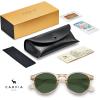 image:imageCARFIA Polarized Sunglasses for Women Acetate Frame SmallMedium Size UV400 Protection  Anti Glare CA52889 Light Coffee Frame Green Lens