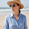 image:imageCARFIA Polarized Sunglasses for Women Acetate Frame SmallMedium Size UV400 Protection  Anti Glare CA52889 Light Coffee Frame Green Lens
