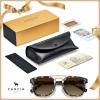 image:imageCARFIA Retro Polarized Sunglasses Womens UV400 Protection Unique Double Metal Bridge Premium Square Acetate ShadesA1 Zebra Stripe Frame Brown Lens