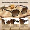 image:imageCARFIA Retro Polarized Sunglasses Womens UV400 Protection Unique Double Metal Bridge Premium Square Acetate ShadesA1 Zebra Stripe Frame Brown Lens
