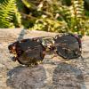 image:imageCARFIA Retro Polarized Sunglasses Womens UV400 Protection Unique Double Metal Bridge Premium Square Acetate ShadesA1 Zebra Stripe Frame Brown Lens