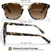 image:imageCARFIA Retro Polarized Sunglasses Womens UV400 Protection Unique Double Metal Bridge Premium Square Acetate ShadesA1 Zebra Stripe Frame Brown Lens