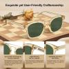 image:imageCARFIA Retro Polarized Sunglasses Womens UV400 Protection Unique Double Metal Bridge Premium Square Acetate ShadesA2 Transparent Yellow Frame Green Lenses