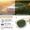 image:imageCARFIA Retro Polarized Sunglasses Womens UV400 Protection Unique Double Metal Bridge Premium Square Acetate ShadesA2 Transparent Yellow Frame Green Lenses