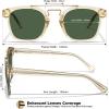 image:imageCARFIA Retro Polarized Sunglasses Womens UV400 Protection Unique Double Metal Bridge Premium Square Acetate ShadesA2 Transparent Yellow Frame Green Lenses