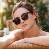 image:imageCARFIA Retro Polarized Sunglasses Womens UV400 Protection Unique Double Metal Bridge Premium Square Acetate ShadesA3 Tortoisesshell Frame Grey Lens