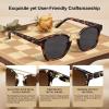 image:imageCARFIA Retro Polarized Sunglasses Womens UV400 Protection Unique Double Metal Bridge Premium Square Acetate ShadesA3 Tortoisesshell Frame Grey Lens