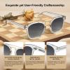 image:imageCARFIA Retro Polarized Sunglasses Womens UV400 Protection Unique Double Metal Bridge Premium Square Acetate ShadesA4transparent Grey Frame Grey Lens
