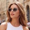 image:imageCARFIA Retro Polarized Sunglasses Womens UV400 Protection Unique Double Metal Bridge Premium Square Acetate ShadesA4transparent Grey Frame Grey Lens