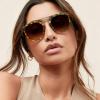 image:imageCARFIA Retro Polarized Sunglasses Womens UV400 Protection Unique Double Metal Bridge Premium Square Acetate ShadesA5mix Brown Frame Gradient Brown Lenses