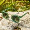 image:imageCARFIA Retro Polarized Sunglasses Womens UV400 Protection Unique Double Metal Bridge Premium Square Acetate ShadesA6green Frame Gradient Green Lenses