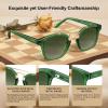 image:imageCARFIA Retro Polarized Sunglasses Womens UV400 Protection Unique Double Metal Bridge Premium Square Acetate ShadesA6green Frame Gradient Green Lenses
