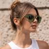 image:imageCARFIA Retro Polarized Sunglasses Womens UV400 Protection Unique Double Metal Bridge Premium Square Acetate ShadesA6green Frame Gradient Green Lenses