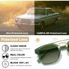 image:imageCARFIA Retro Polarized Sunglasses Womens UV400 Protection Unique Double Metal Bridge Premium Square Acetate ShadesA6green Frame Gradient Green Lenses