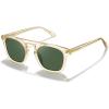 image:imageCARFIA Retro Polarized Sunglasses Womens UV400 Protection Unique Double Metal Bridge Premium Square Acetate ShadesA2 Transparent Yellow Frame Green Lenses