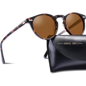 image:imageCARFIA Polarized Sunglasses for Women Acetate Frame SmallMedium Size UV400 Protection  Anti Glare CA52882 Tortoise Frame Brown Lens