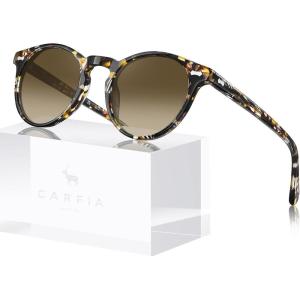 image:imageCARFIA Polarized Sunglasses for Women Acetate Frame SmallMedium Size UV400 Protection  Anti Glare CA52882 Tortoise Frame Gradient Brown Lens