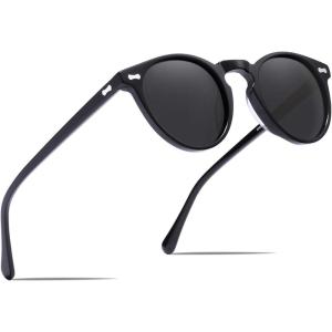 image:imageCARFIA Polarized Sunglasses for Women Acetate Frame SmallMedium Size UV400 Protection  Anti Glare CA52883 Black Frame Grey Lens