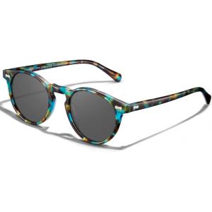 image:imageCARFIA Polarized Sunglasses for Women Acetate Frame SmallMedium Size UV400 Protection  Anti Glare CA52884 Flower Frame Grey Lens