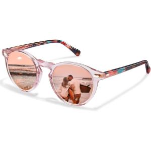 image:imageCARFIA Polarized Sunglasses for Women Acetate Frame SmallMedium Size UV400 Protection  Anti Glare CA52886 Pink Mirror