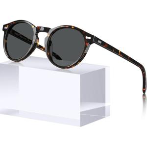 image:imageCARFIA Polarized Sunglasses for Women Acetate Frame SmallMedium Size UV400 Protection  Anti Glare CA52887 Tortoise Frame Grey Lens