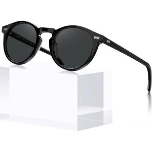 image:imageCARFIA Polarized Sunglasses for Women Acetate Frame SmallMedium Size UV400 Protection  Anti Glare CA52889 Black Frame Grey Lens