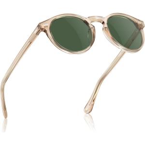 image:imageCARFIA Polarized Sunglasses for Women Acetate Frame SmallMedium Size UV400 Protection  Anti Glare CA52889 Light Coffee Frame Green Lens