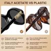image:imageCARFIA Acetate Oval Womens Polarized Sunglasses UV Protection Trendy Designer Retro Handmade Shades Fit Most Face Shapes1 Black Frame Grey Lens