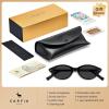 image:imageCARFIA Acetate Oval Womens Polarized Sunglasses UV Protection Trendy Designer Retro Handmade Shades Fit Most Face Shapes1 Black Frame Grey Lens