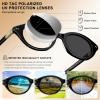 image:imageCARFIA Acetate Oval Womens Polarized Sunglasses UV Protection Trendy Designer Retro Handmade Shades Fit Most Face Shapes1 Black Frame Grey Lens