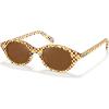 image:imageCARFIA Acetate Oval Womens Polarized Sunglasses UV Protection Trendy Designer Retro Handmade Shades Fit Most Face Shapes4 Tricolor Checkered Frame Brown Lens