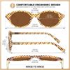 image:imageCARFIA Acetate Oval Womens Polarized Sunglasses UV Protection Trendy Designer Retro Handmade Shades Fit Most Face Shapes4 Tricolor Checkered Frame Brown Lens