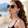 image:imageCARFIA Round Acetate Small Face Polarized Sunglasses for Women Fashion Retro Metal Bridge Shades CA501512 Yellow Tortoise Frame Gray Lens