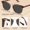 image:imageCARFIA Round Acetate Small Face Polarized Sunglasses for Women Fashion Retro Metal Bridge Shades CA501512 Yellow Tortoise Frame Gray Lens