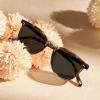 image:imageCARFIA Round Acetate Small Face Polarized Sunglasses for Women Fashion Retro Metal Bridge Shades CA501512 Yellow Tortoise Frame Gray Lens