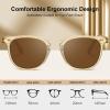 image:imageCARFIA Round Acetate Small Face Polarized Sunglasses for Women Fashion Retro Metal Bridge Shades CA501521 Transparent Tea Frame Brown Lens