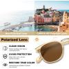 image:imageCARFIA Round Acetate Small Face Polarized Sunglasses for Women Fashion Retro Metal Bridge Shades CA501521 Transparent Tea Frame Brown Lens