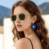 image:imageCARFIA Round Acetate Small Face Polarized Sunglasses for Women Fashion Retro Metal Bridge Shades CA501522 Transparent Tea Frame Green Lens