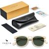 image:imageCARFIA Round Acetate Small Face Polarized Sunglasses for Women Fashion Retro Metal Bridge Shades CA501522 Transparent Tea Frame Green Lens