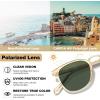 image:imageCARFIA Round Acetate Small Face Polarized Sunglasses for Women Fashion Retro Metal Bridge Shades CA501522 Transparent Tea Frame Green Lens
